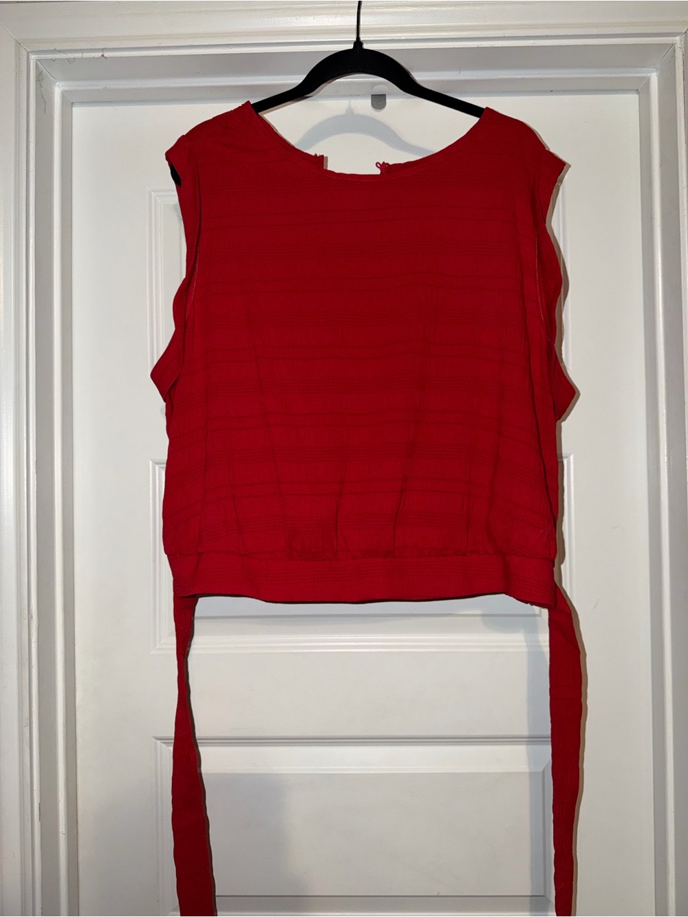 SHEIN Bright Red Sleeveless Tie-Back Tank